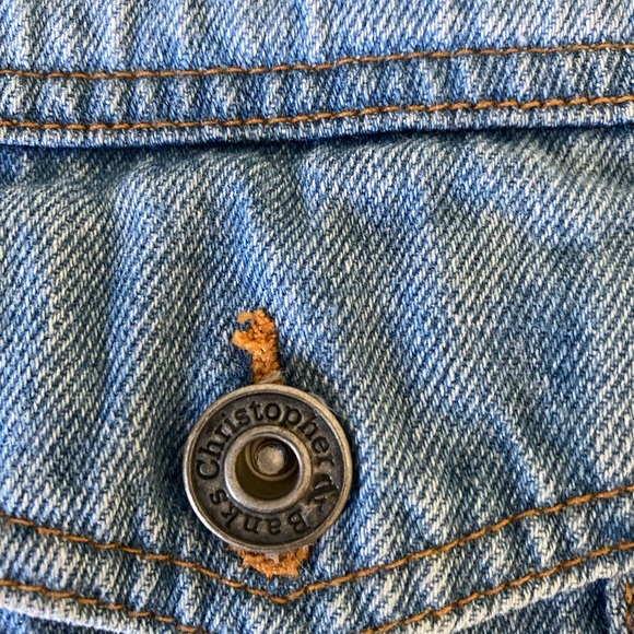 Christopher & Banks denim jacket with fun pop of color under buttons, size large - Picture 10 of 13
